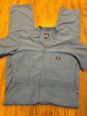 Vintage Dickies Light Blue Short-Sleeve Utility Coveralls Work Suit Size Large